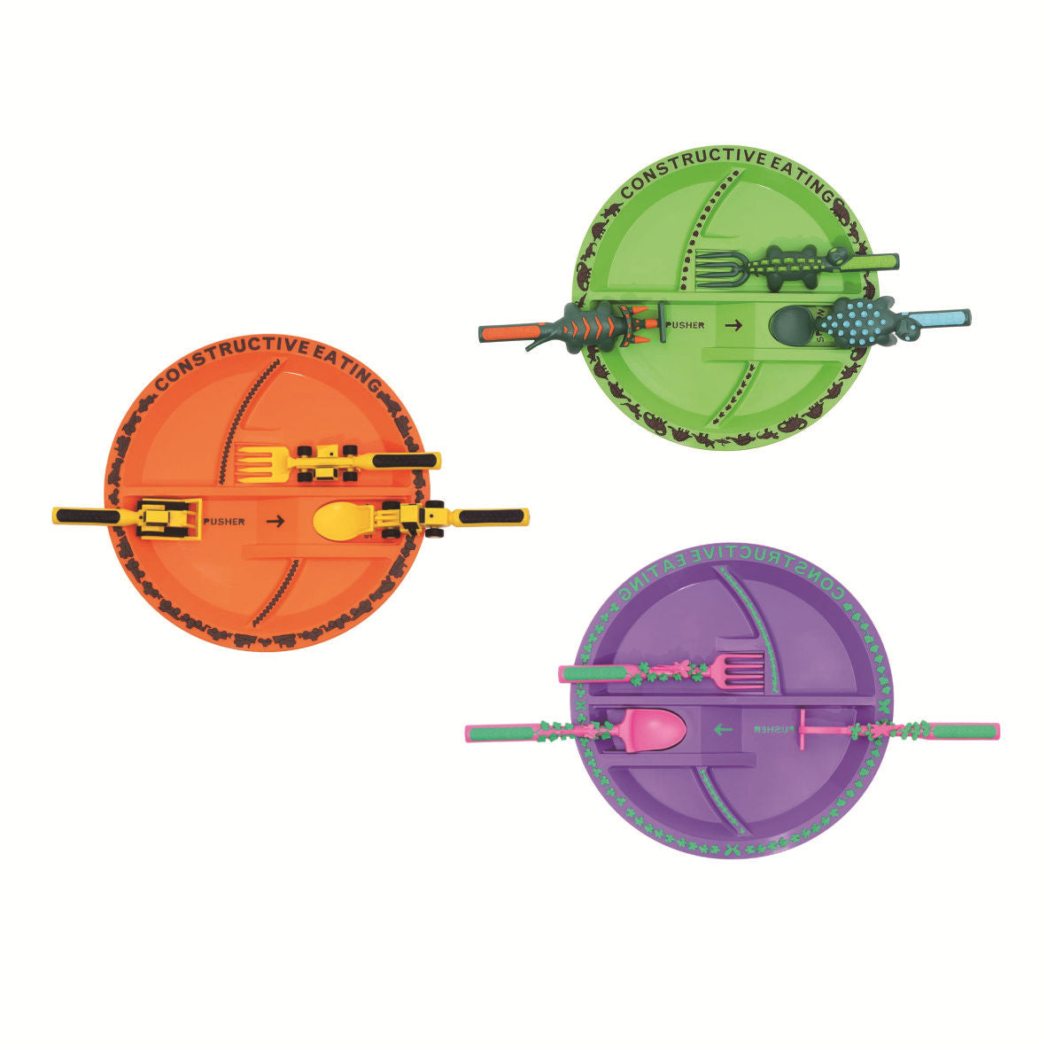 Dinneractive Excavator Car Bulldozer Shovel Fork Shovel Dinner Plate Kidsren&#039;s Tableware Three Sets