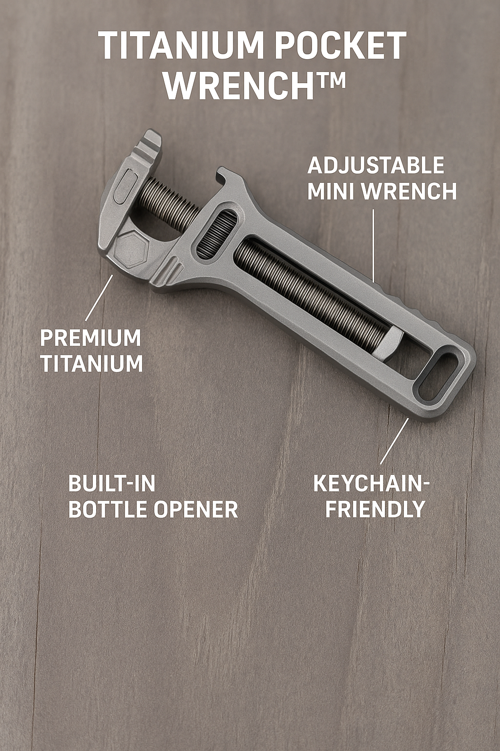 Titanium Pocket Wrench – Keychain Multitool & Bottle Opener