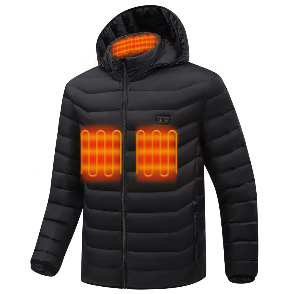 Men’s Heated Jacket – 9 Heating Zones, 3 Heat Levels (Up to 131°F) | USB Powered, Water-Resistant, Lightweight Winter Coat With Hood
